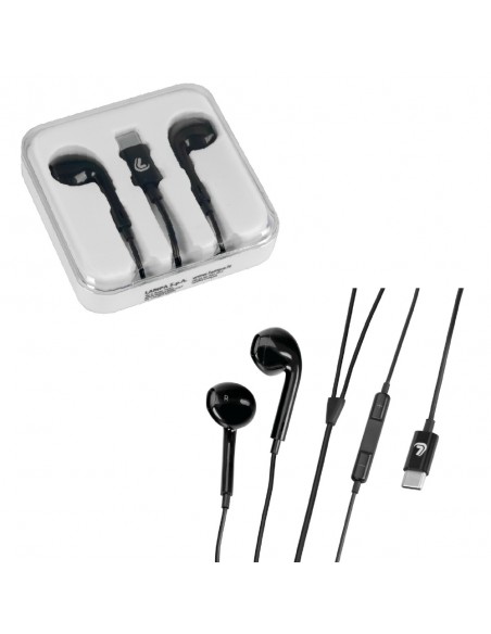 AURICULARES CON MICROFONO Y CABLE USB TYPE-C ESSENTIAL- 120 CM - NEGRO