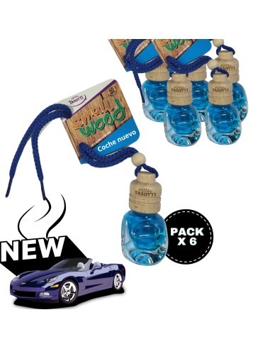 Pack de 6 ambientadores de coche Tasotti 7 ml aroma "Coche Nuevo"  absorbe malos olores de tu vehículo 0 Alcohol
