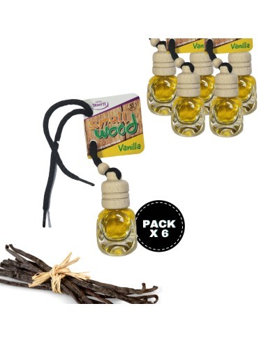 Pack de 6 ambientadores de coche Tasotti 7 ml aroma "Vainilla"  absorbe malos olores de tu vehículo 0% Alcohol