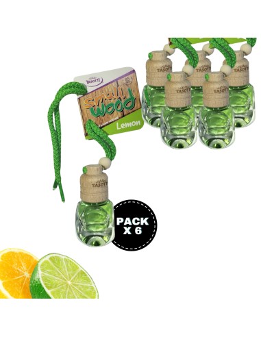 Pack de 6 ambientadores de coche Tasotti 7 ml aroma "Limon"  absorbe malos olores de tu vehículo 0% Alcohol,