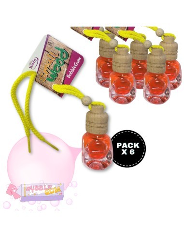 Pack de 6 ambientadores de coche Tasotti 7 ml aroma "Chicle"  absorbe malos olores de tu vehículo 0% Alcohol