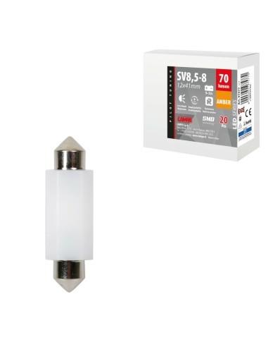 LAMPARA LED SERIES 2 SMD 1 CHIP-12*41MM-SV8,5-8-NARANJA-DOBLE POLARIDAD-RESISTENCIA INCORPORADA 9/32