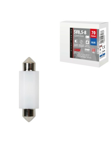 LAMPARA LED SERIES 2 SMD 1 CHIP-12*41MM-SV8,5-8-AZUL-DOBLE POLARIDAD-RESISTENCIA INCORPORADA 9/32