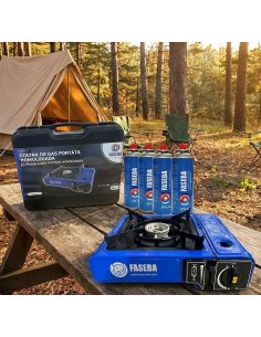 PACK 4 UNIDADES CARTUCHO GAS FASEBA + COCINA FASEBA