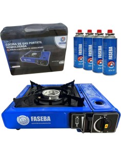 PACK 4 UNIDADES CARTUCHO GAS FASEBA + COCINA FASEBA 2