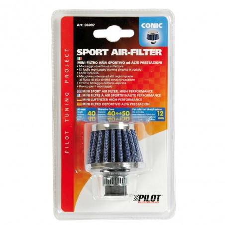 FILTRO DE AIRE CONICO 60X40 MM CONEXION 12 MM