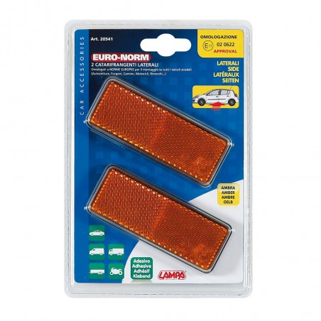 REFLECTORES RECTANGULARES AMBAR 90X35 MM 2 PIEZAS