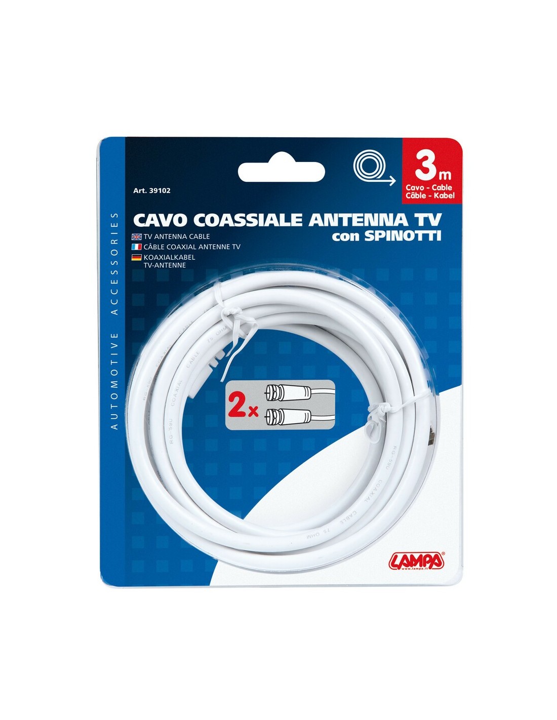Cable coaxial para antena TV Globo 3 metros