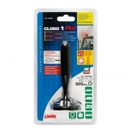 ANTENA TV CON RECEPCION DIGITAL GLOBE-1 PLUS 12/24 V 130 MM