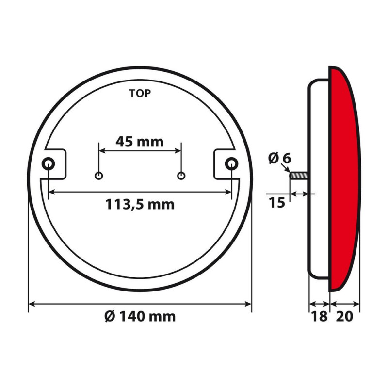 FARO TRASERO REDONDO 3 FUNCIONES 14 LED 12/24V...