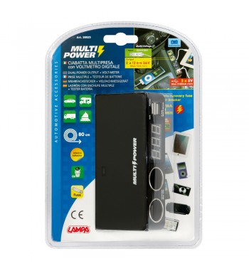 Enchufe mechero multivoltaje con 2 tomas, 2 USB y voltímetro dígital 2