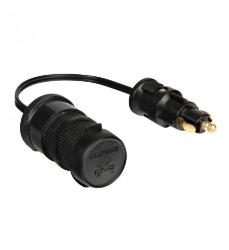 ADAPTADOR ENCHUFE MECHERO STANDARD+DIN CON ALARGADOR 12/24V 8A