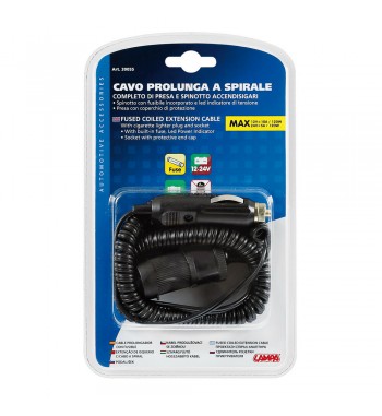 Enchufe mechero alargador espiral 4M luz led 2