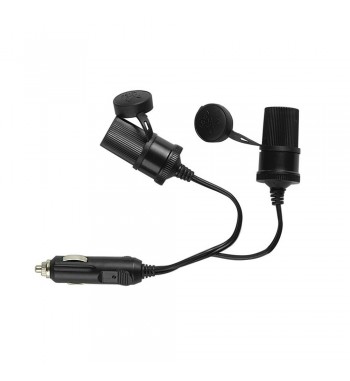 Enchufe mechero 2 tomas cable 18 cm con tapas