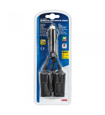 Enchufe mechero 2 tomas cable 18 cm con tapas 2