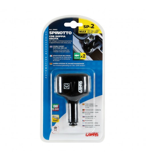 Enchufe mechero gemelo 2 tomas luz Led fusible 10A