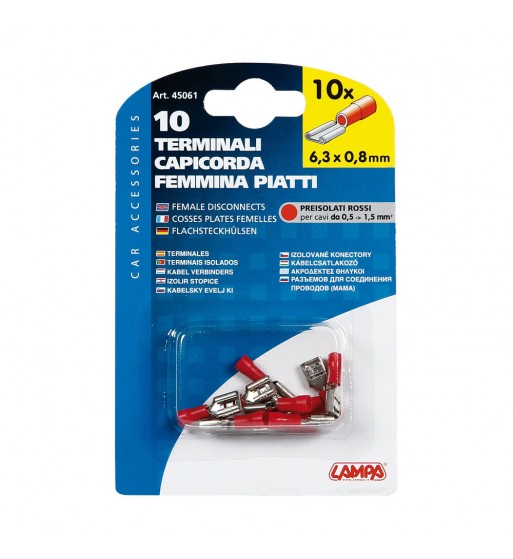 Terminales rojo cable 0,5-1,5 mm