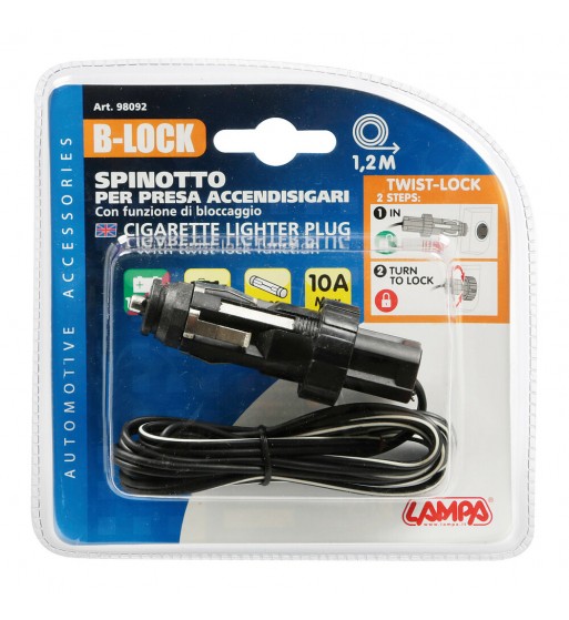 Enchufe mechero b-lock con función bloqueo cable 120 cm