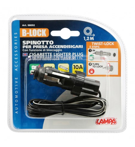 Enchufe mechero b-lock con función bloqueo cable 120 cm