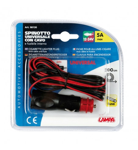 Enchufe mechero universal cable 2m 5A
