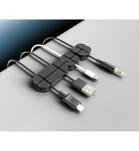 Organizador de cables 3 tamaños con base adhesiva