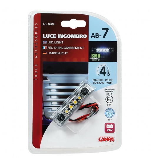 Luz de gálibo impermeable 4 Led blanca homologada