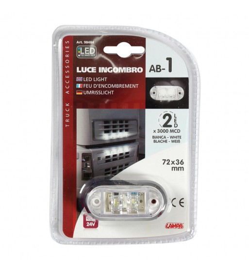 Luz de gálibo blanca frontal ovalada 2 led