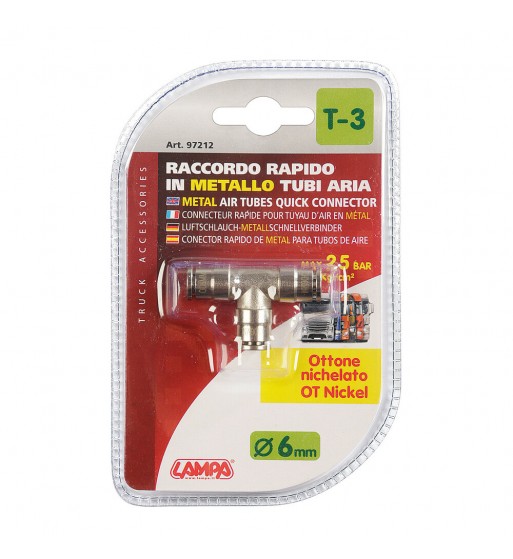 Conector de aire metálico T-3 6 mm