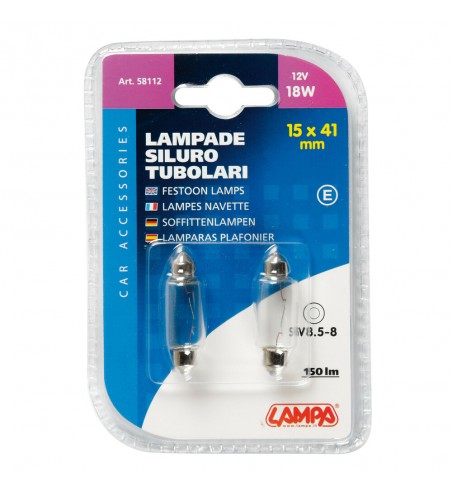 Lámpara siluro 12V 18W 15x41 mm