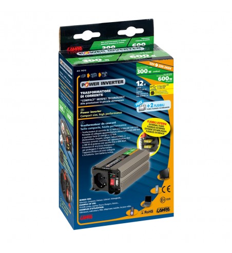 Transformador de 12V a 230V 300W conector USB
