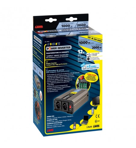 Transformador de 12V a 220V 1000W conector USB