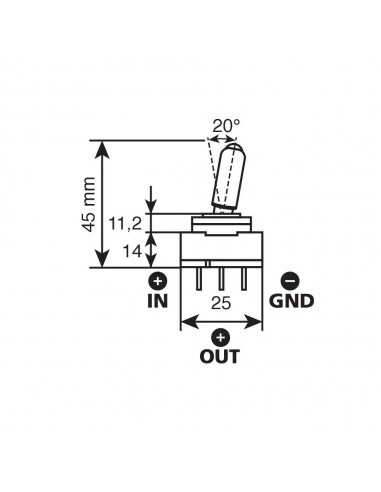 INTERRUPTOR PALANCA LUZ LED 3 TERMINALES 12/24V...