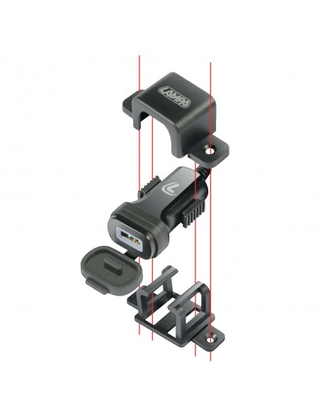 CARGADOR USB 12/24V 2400 mA CON FIJACION CON TORNILLO