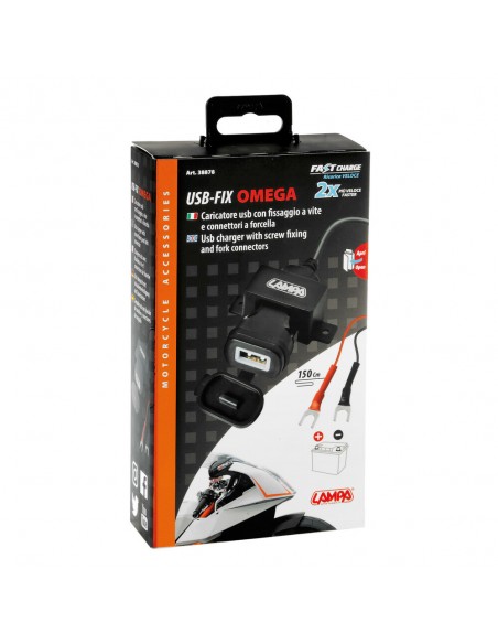 CARGADOR USB 12/24V CON FIJACION CON TORNILLO Y CONECTORES