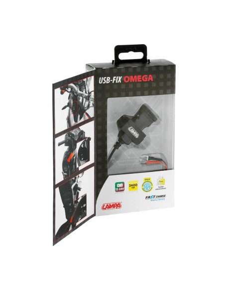 CARGADOR USB 12/24V CON FIJACION CON TORNILLO Y CONECTORES