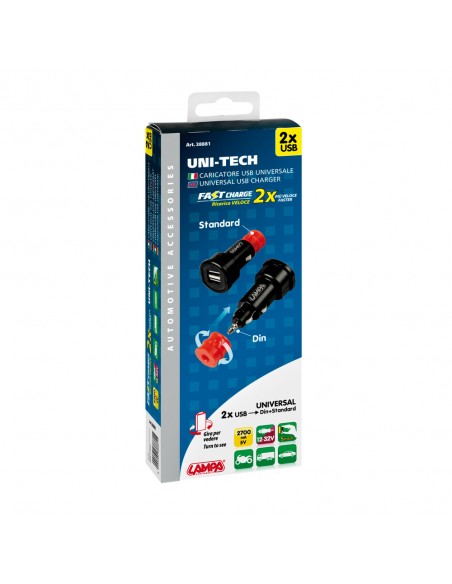 CARGADOR DE BATERIA UNIVERSAL 2 USB 12/32V 2700mA (CARGA RAPIDA)