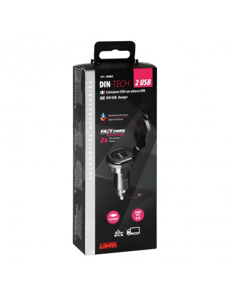 CARGADOR DE BATERIA  Din 2 USB 12/32V 2700mA (CARGA RAPIDA)
